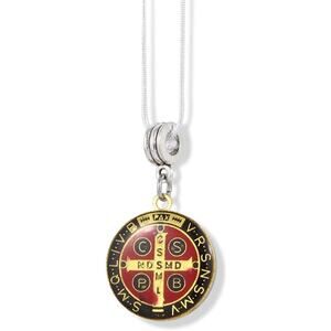 Saint Benedict Coloured Charm Snake Chain Necklace